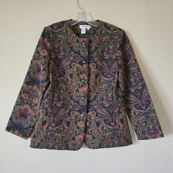 COLDWATER CREEK Paisley Patterned Women's Jacket Blazer Size 10 Embellished - Picture 3 of 6